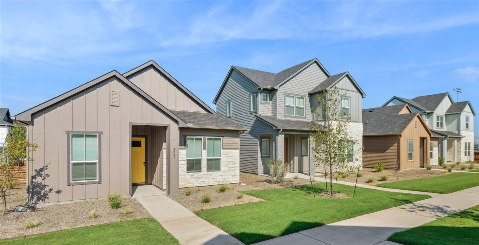 Single-family home community streetscape